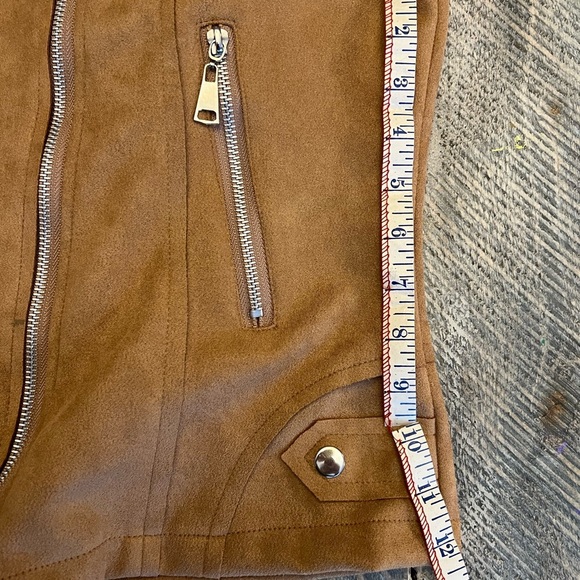 Women's Suede Jacket Size Medium Tan Beige Brown - Picture 7 of 9